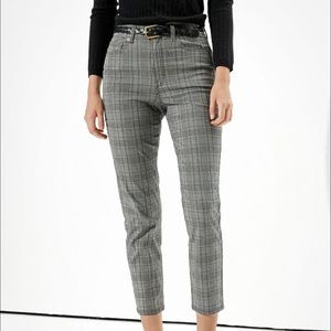 American eagle Grey plaid mom pants